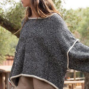 POL Vintage Black and Vanilla Knit Oversized Sweater